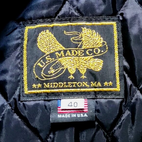 US Made Co Black Leather Jacket Padded Heavy Motorcycle Biker Mens 40 Medium - Picture 11 of 16